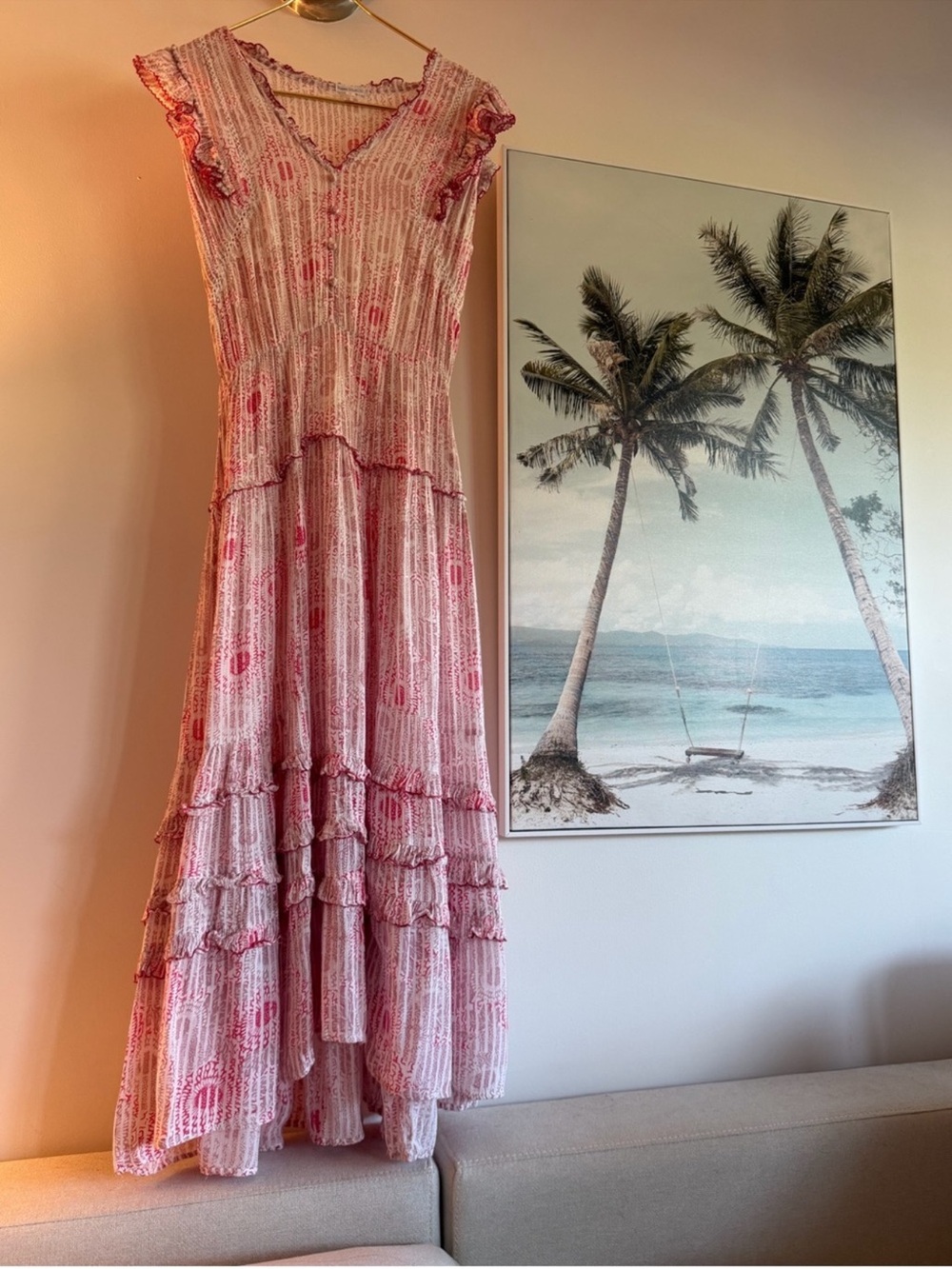 POUPETTE ST BARTH Paulina dress in pink and white striped floral print